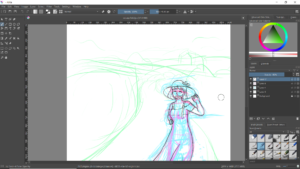 A photo showing the UI of an art program known as Krita.